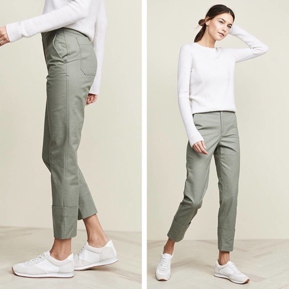 The Script Pants - THE SCRIPT Pants Womens 4 Blue Green Claudia Cuffed Slim Leg High Rise Pistache